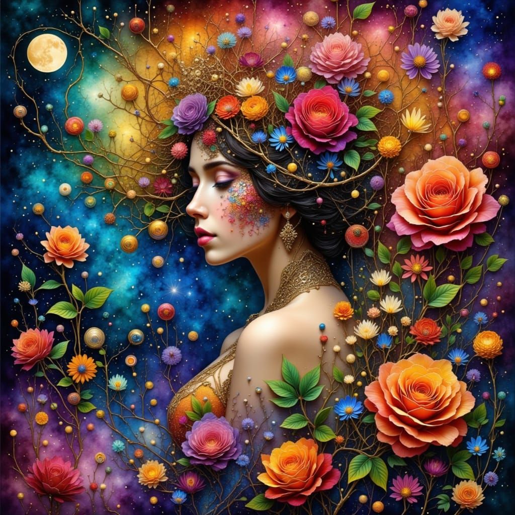 Whimsical Fantasy Art of Roses and Stars in Magical Realism ...