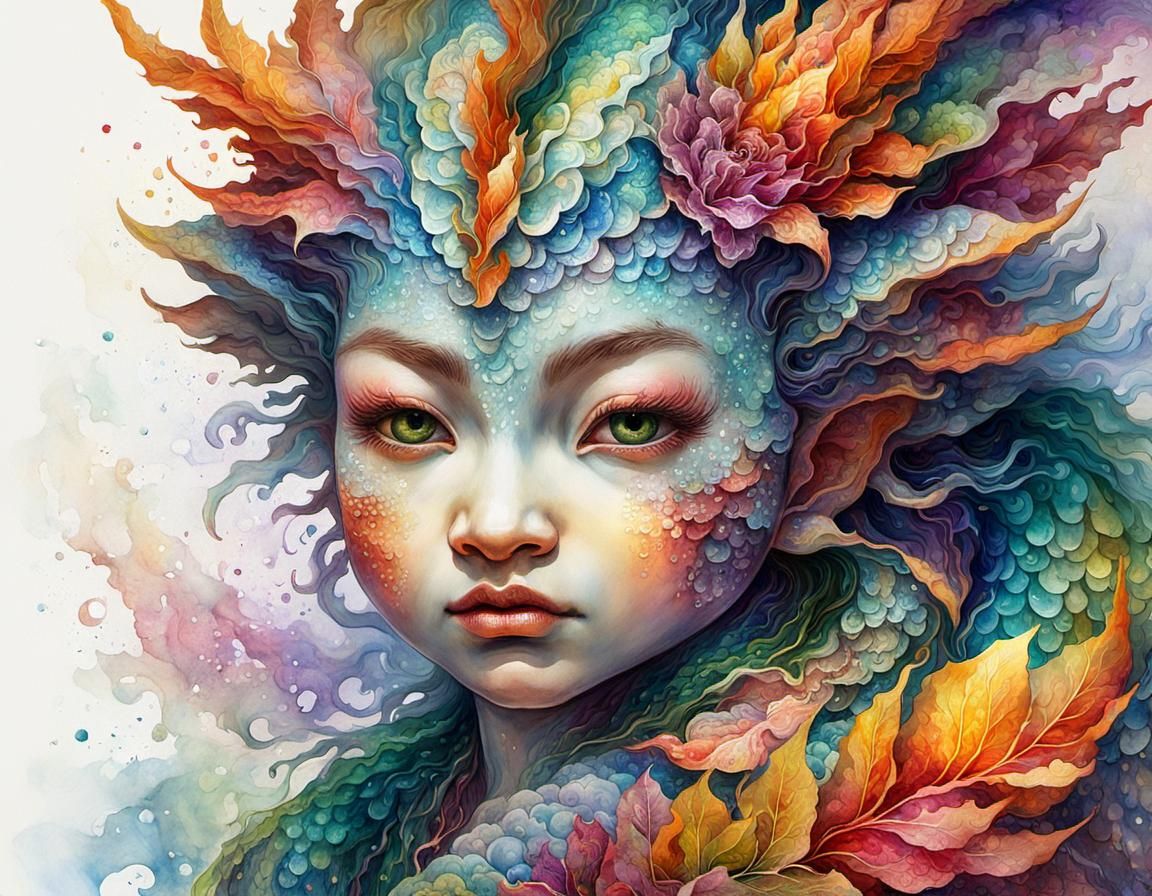 Dragon Baby with Dead Flowers in Chinese Style