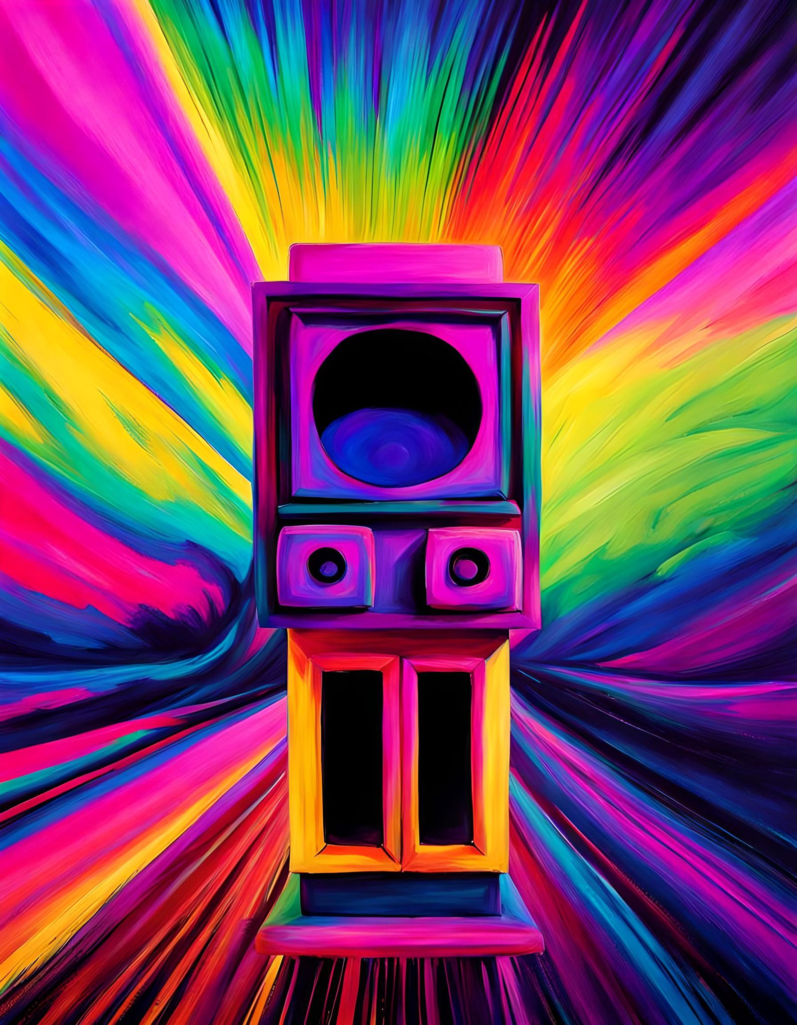 Steampunk Juggernaut in Glitchcore Goth Satire Style