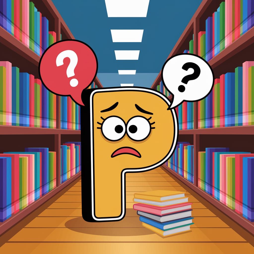 Lost P in a Vibrant Library