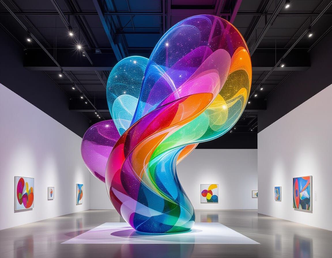 Glass Nebula Sculpture Ascending into Cosmic Gallery