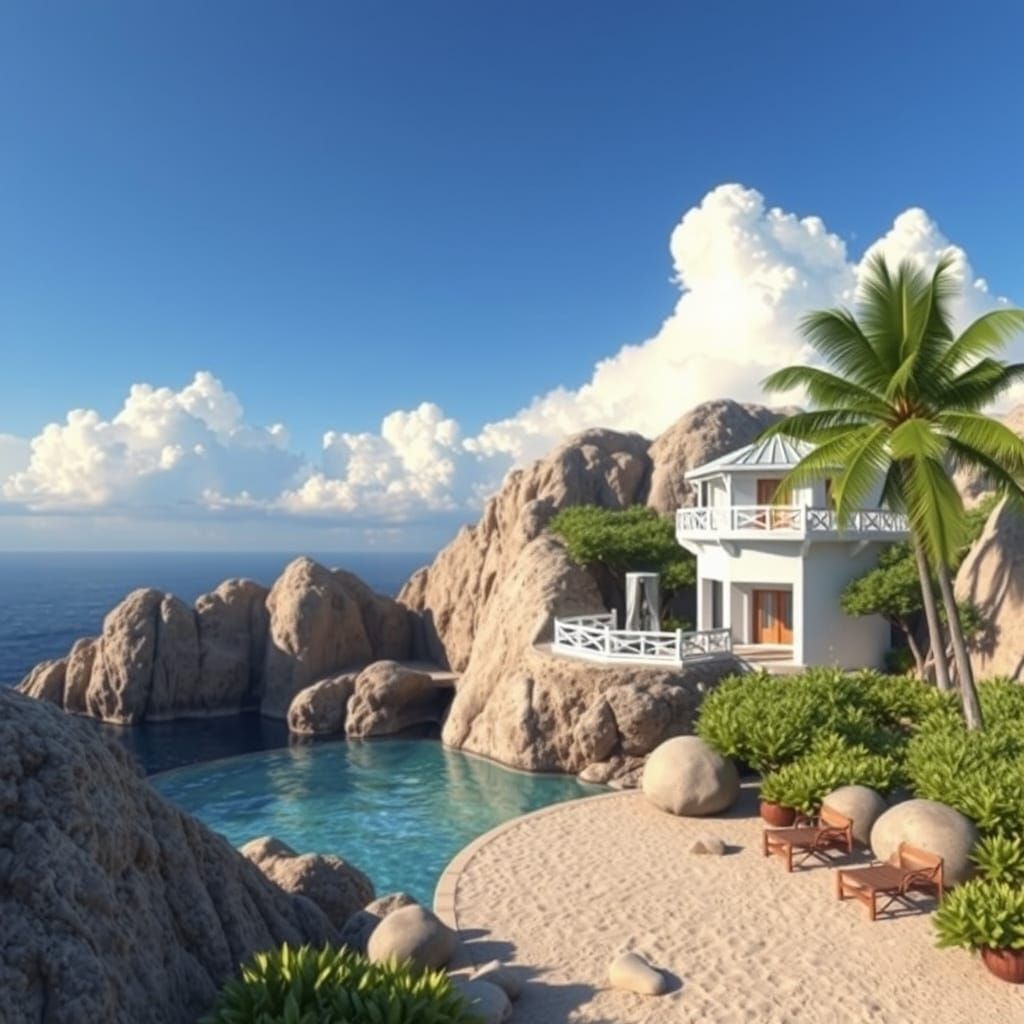 Tropical Island Oasis in Realistic Detail