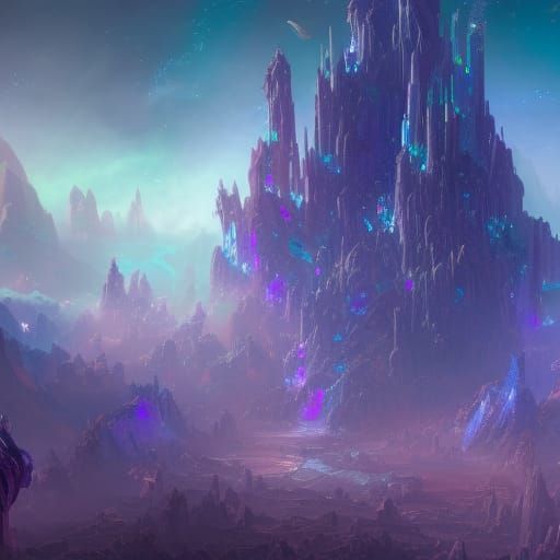 Fantastical Galaxy Palace Space Castle in Stained Glass