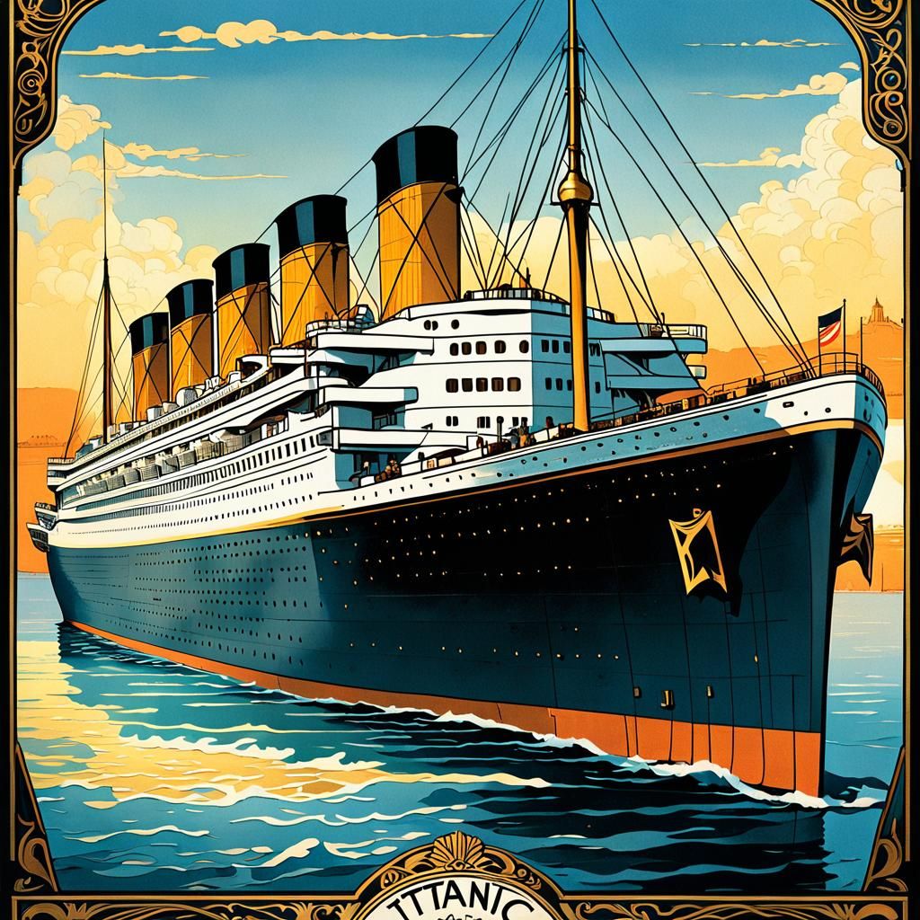 RMS Titanic: Vintage Art Deco Travel Poster