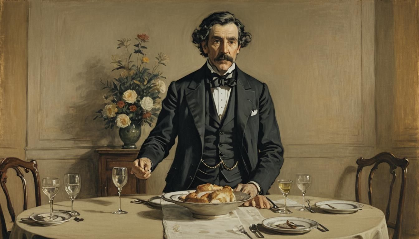 Whistler's Harmony: A Golden-Toned Dinner Scene