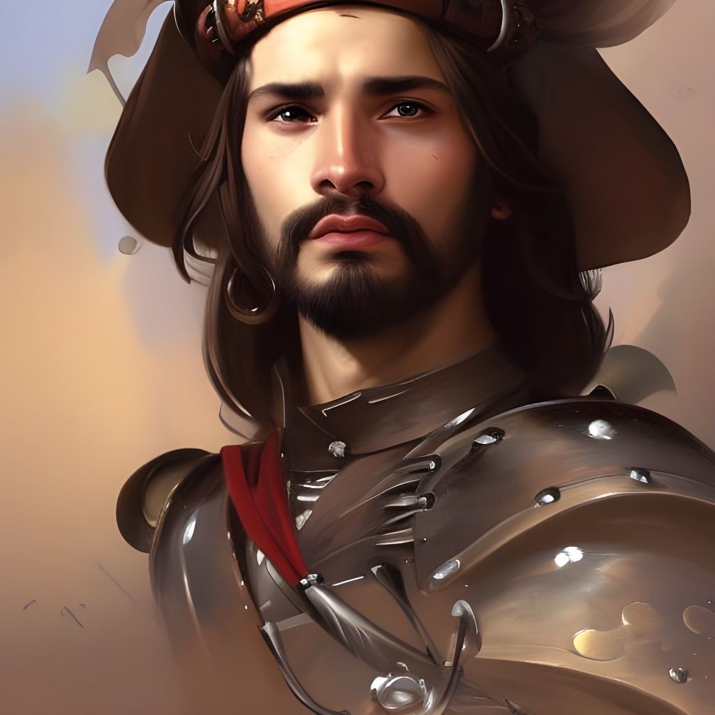 Young Spanish conquistador soldier in full attire