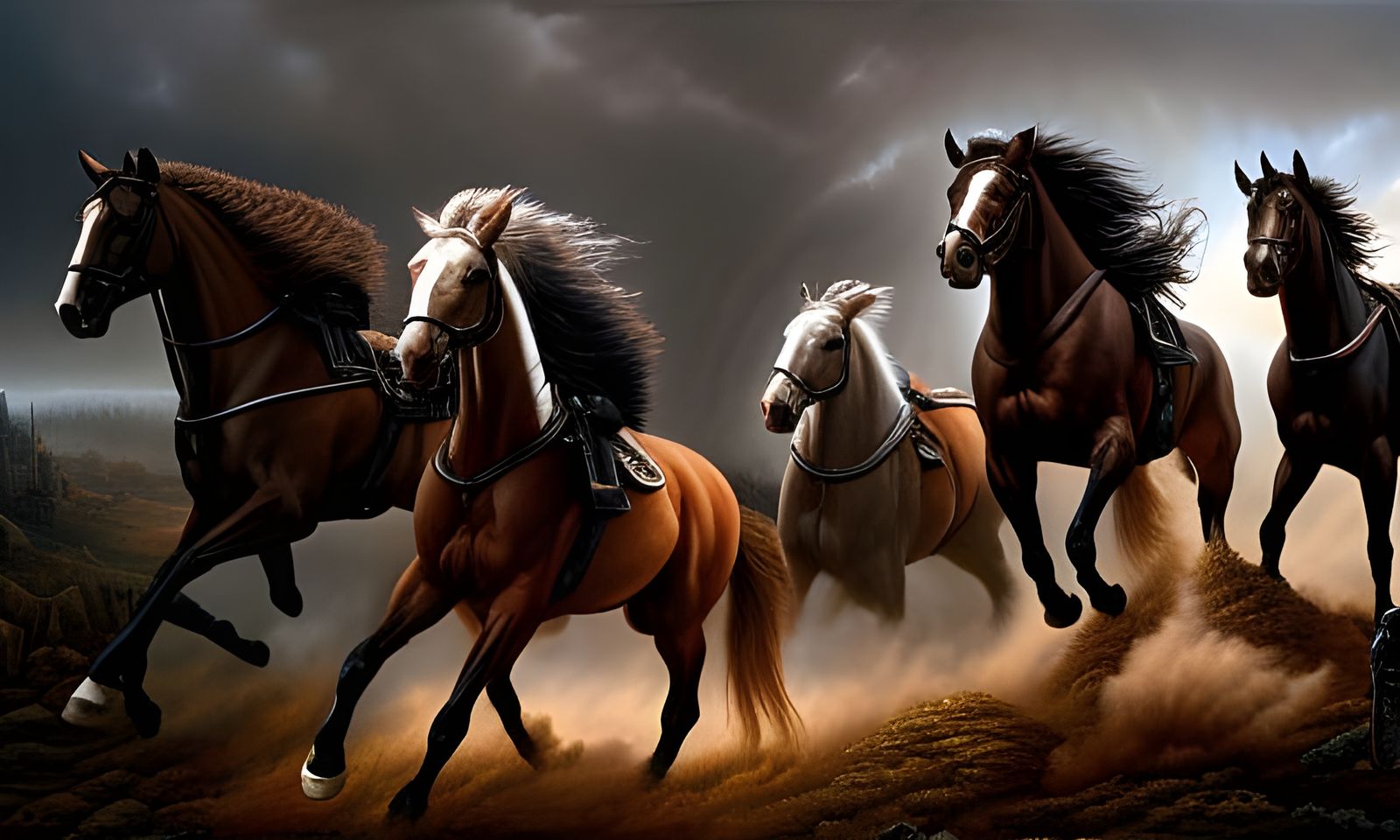stampeding horses