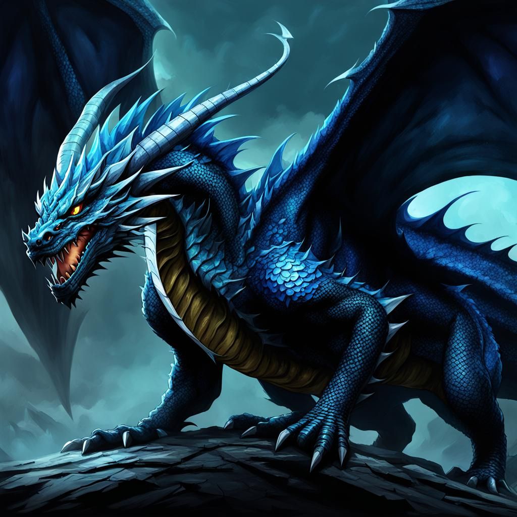 Eldritch Blue Dragon Concept Art in 8k