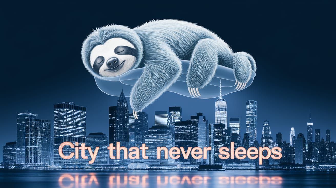 Ethereal Sloth Soars Above New York City at Night