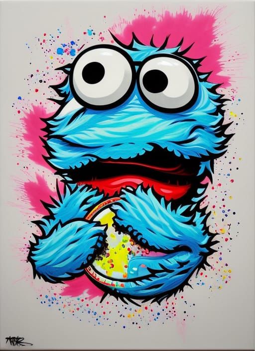 Colorful Graffiti Cookie Monster Street Art