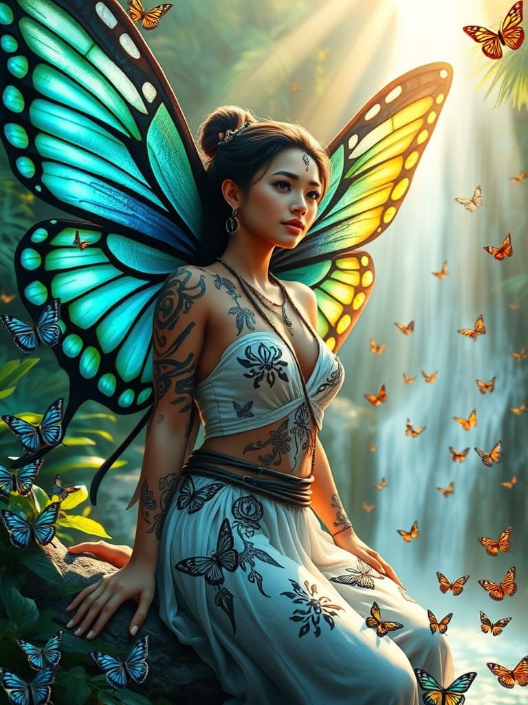 Surreal Polynesian Goddess in Tropical Paradise