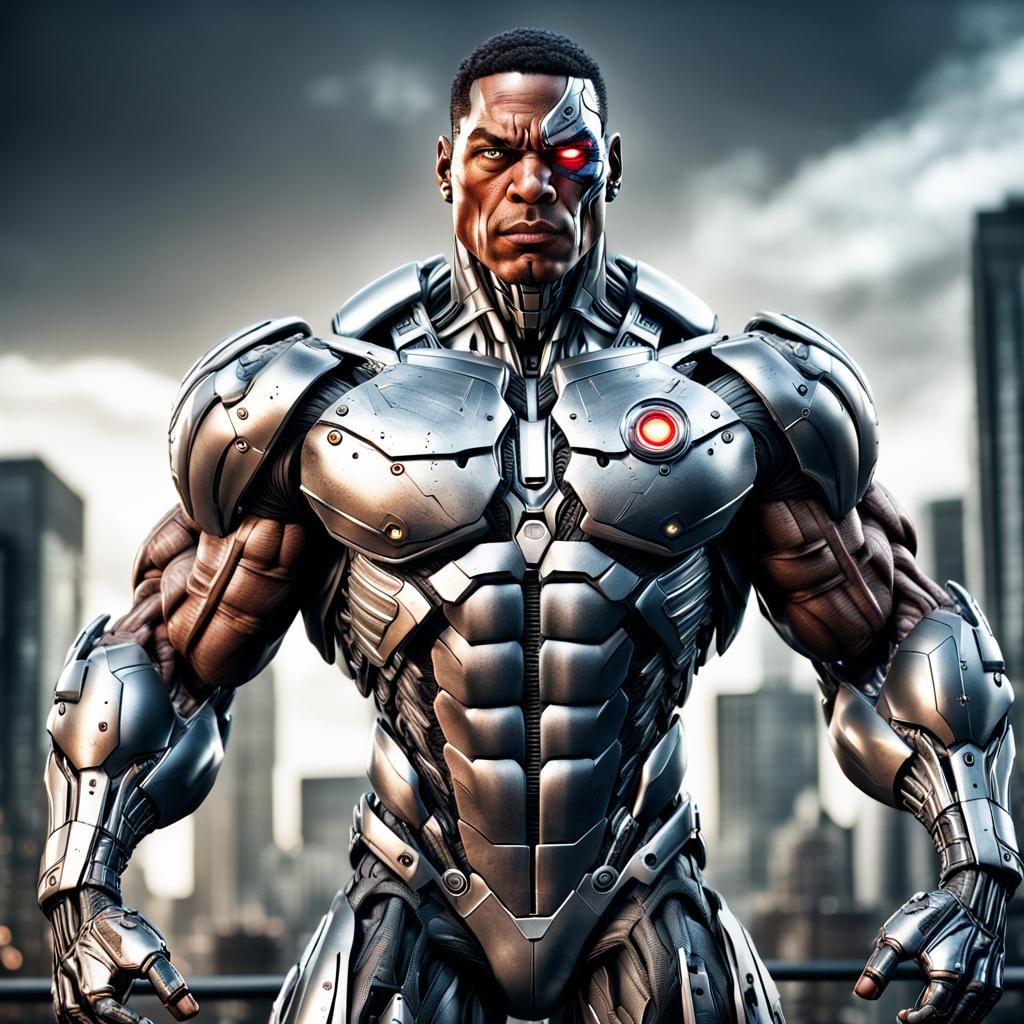 Hyperrealistic Cyborg with Bulging Muscles