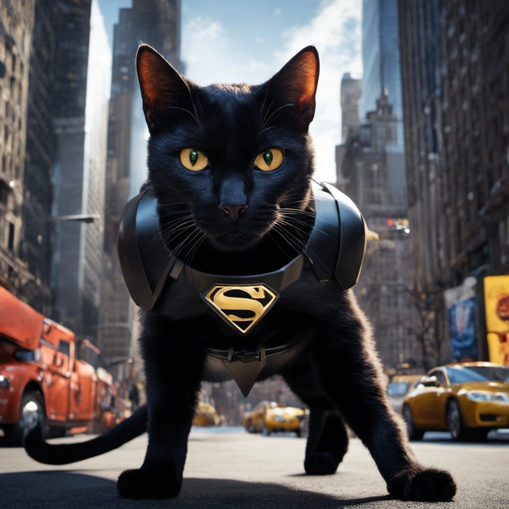 SuperCat, an {anthropomorphic black cat} who is the world's ...