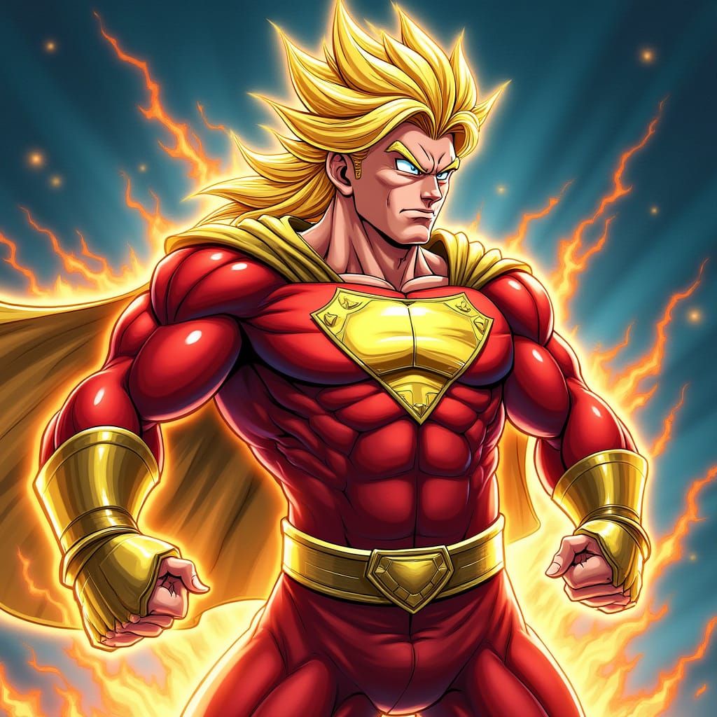 Super Saiyan Trump in Vibrant, Dynamic Pose
