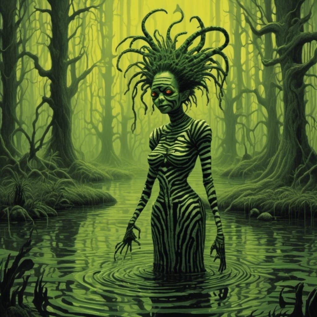 Eerie Voodoo Ritual in Green Swamp Horror