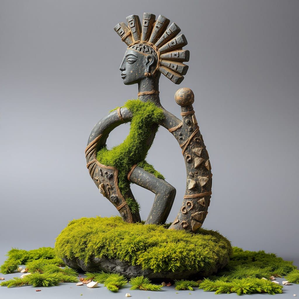 Ancient Wisdom in Mossy Stone: Adinkra Symbolic Art