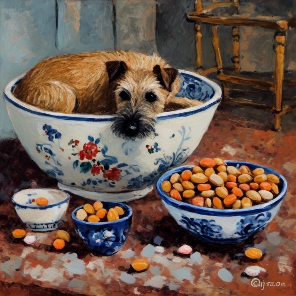 Nellie and Sugared Almonds in Utrillo Style