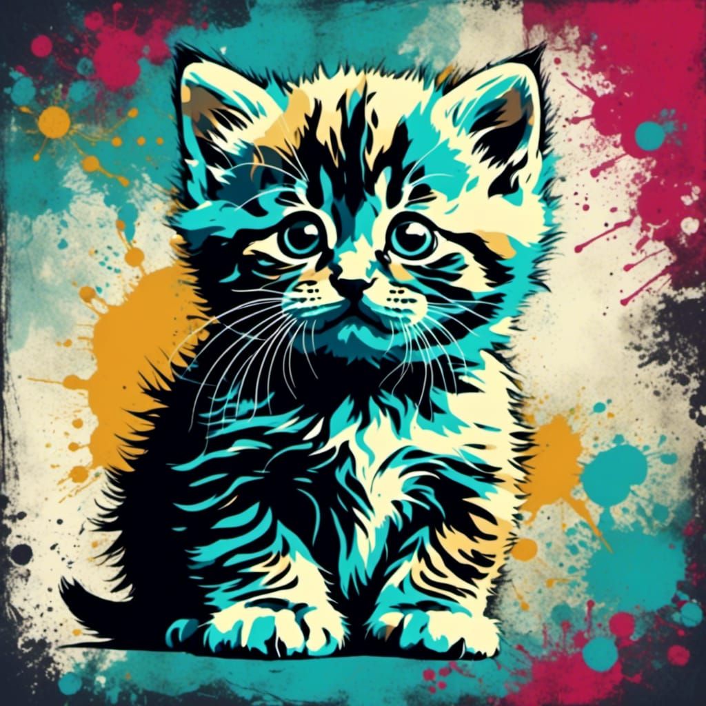 Pop Art Grunge Kitten