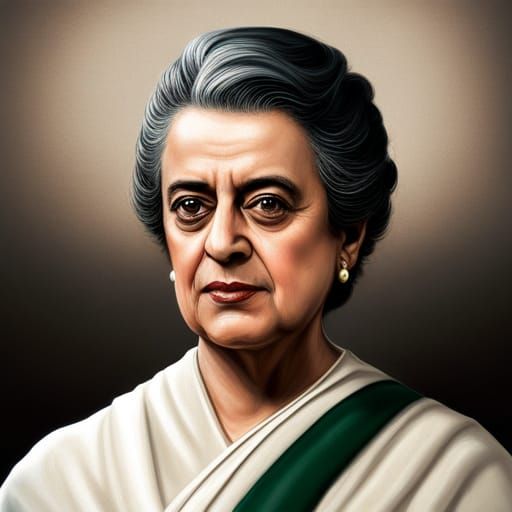 A photo portrait of Indira Gandhi