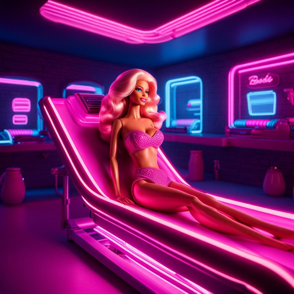 Barbie Doll Tanning Bed: Detailed Matte Painting