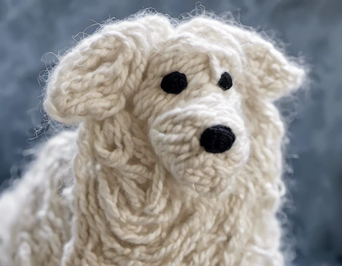 Yarn Sculpture of a Great Pyrenees Dog