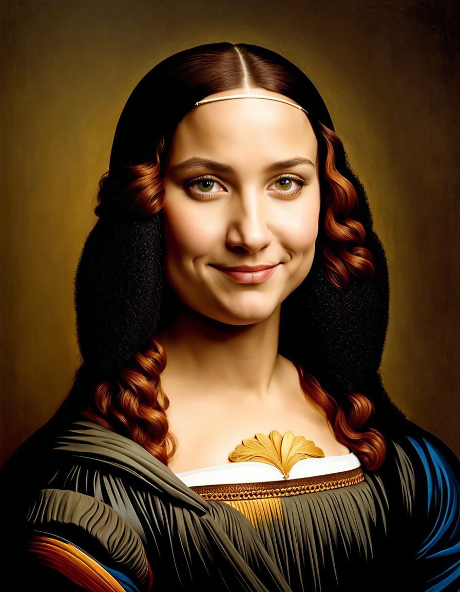 Happy Mona Lisa Portrait in Professional Style