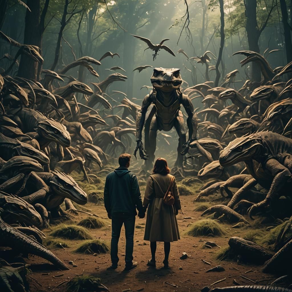 Romantic Couple Surrounded by Oysters: Cinematic Film Still