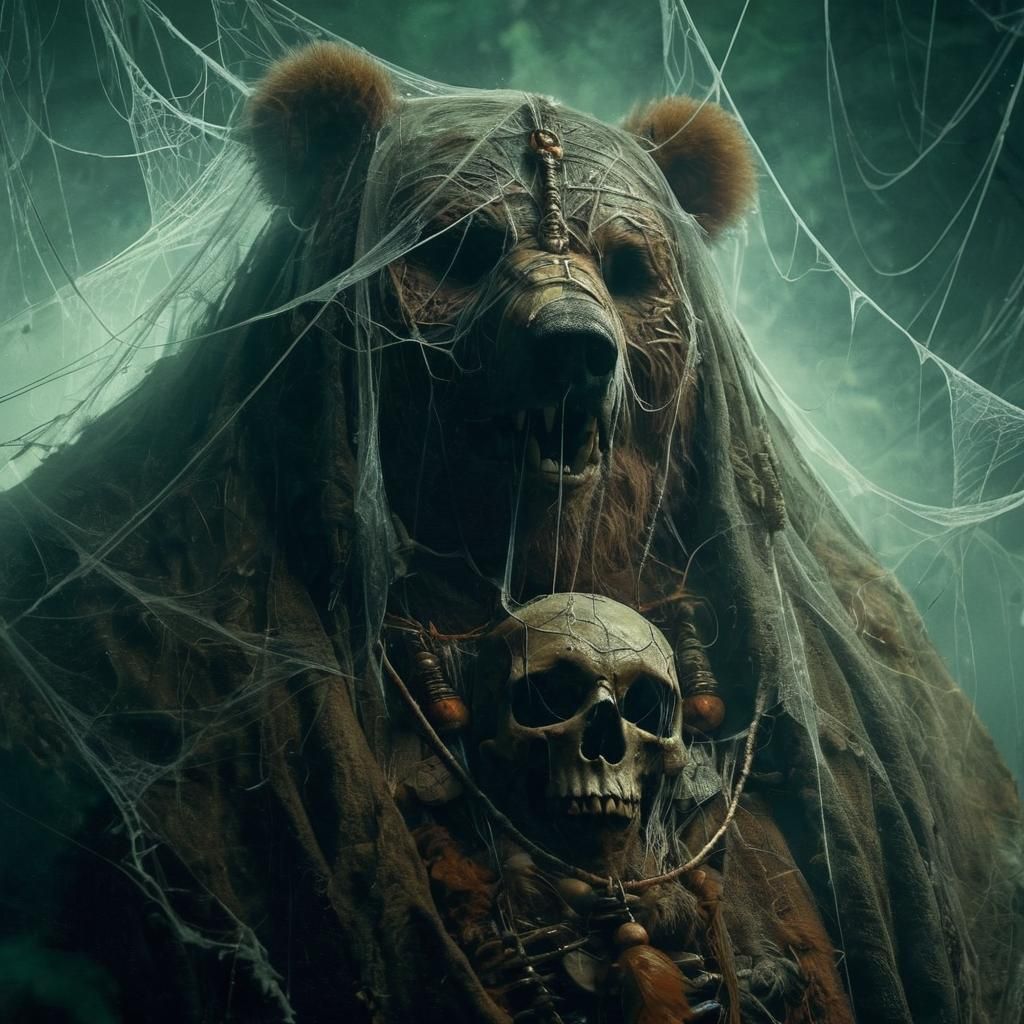Kodiak Bear-Shaman Portrait in Cinematic Film Still