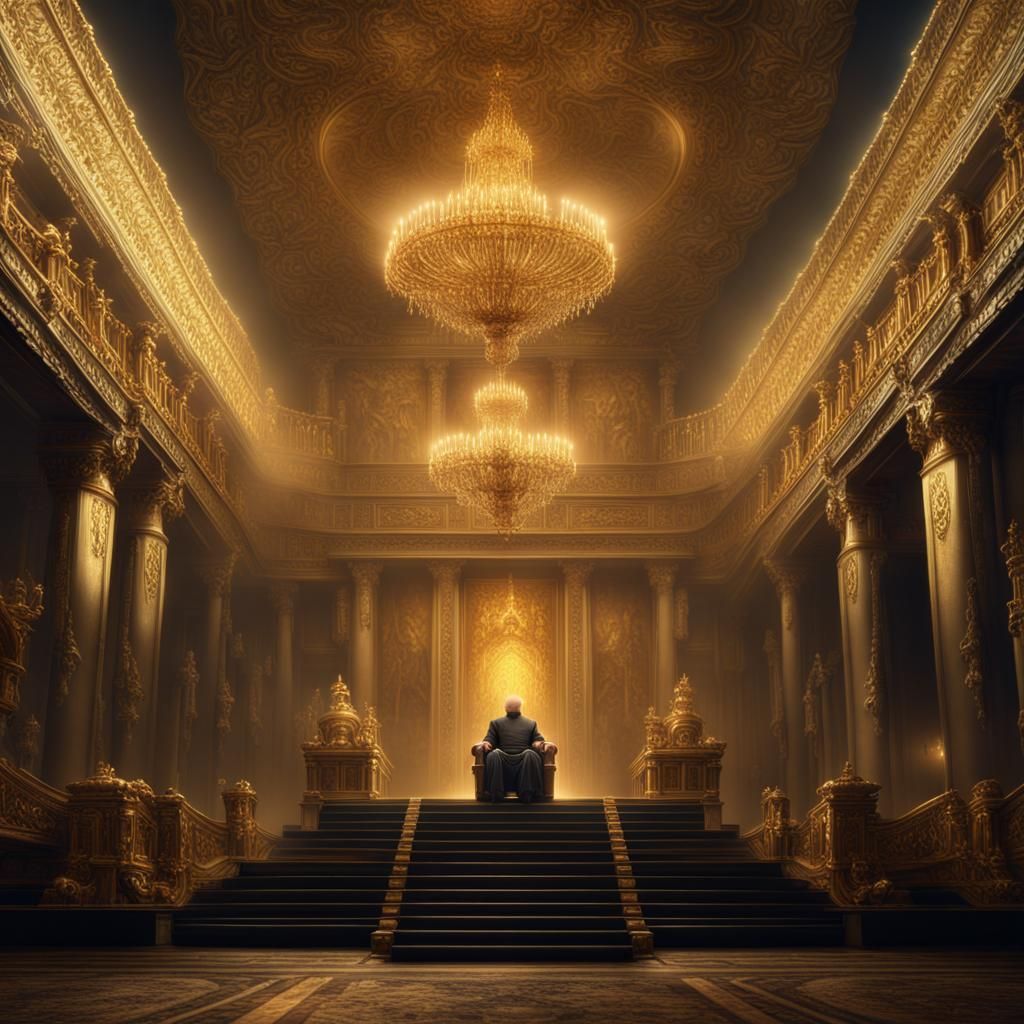 King on Golden Throne in Grand Hall
