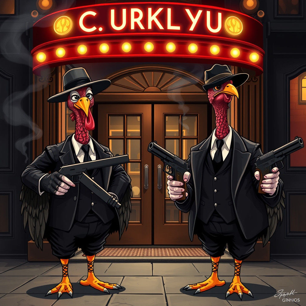 Turkey Mobsters Outside Nightclub in Film Noir Style