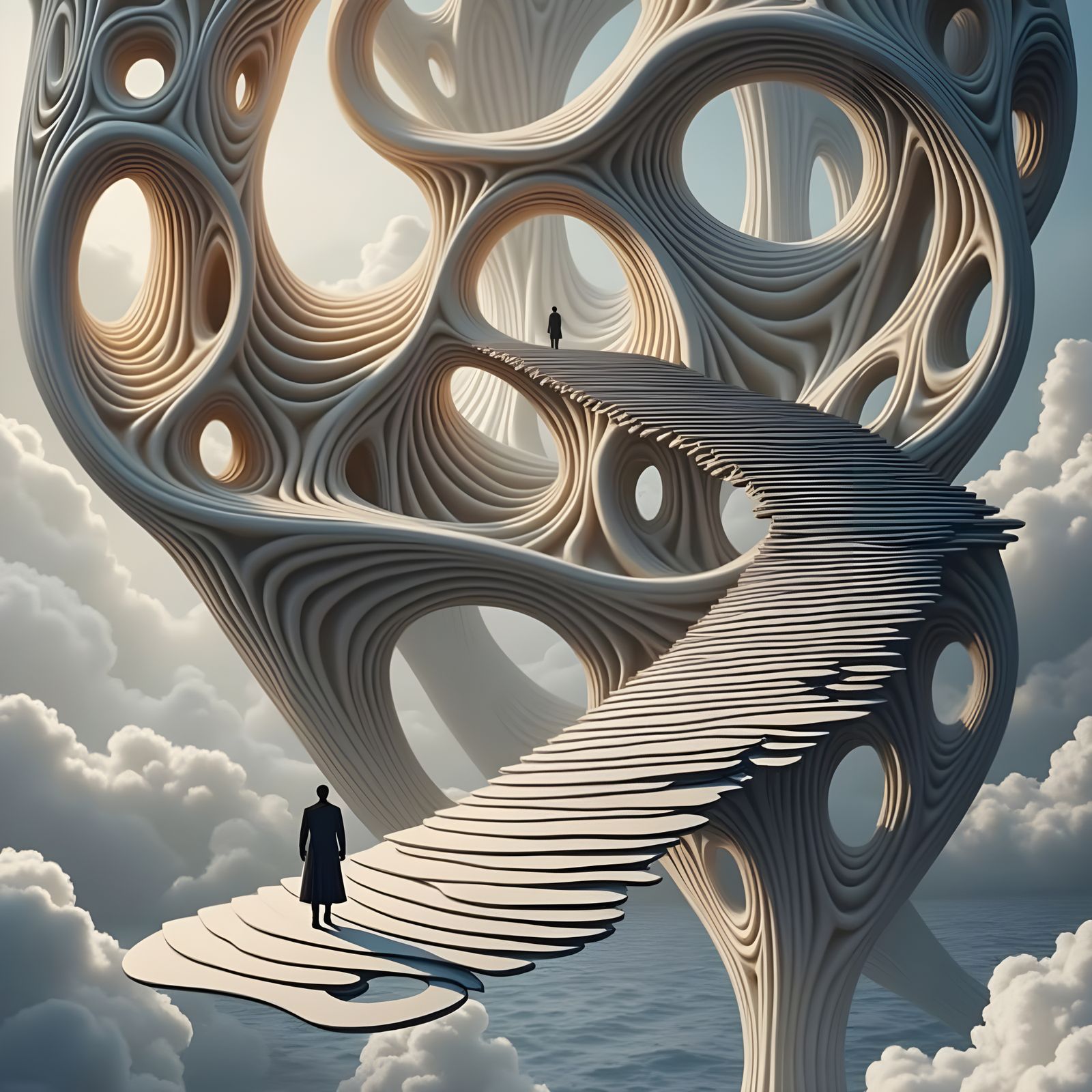 Infinite Staircase in Clouds: Abstract Surreal Optical Illus...