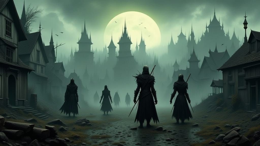 Dystopian Ghost Town: Eerie Warriors in Desolation