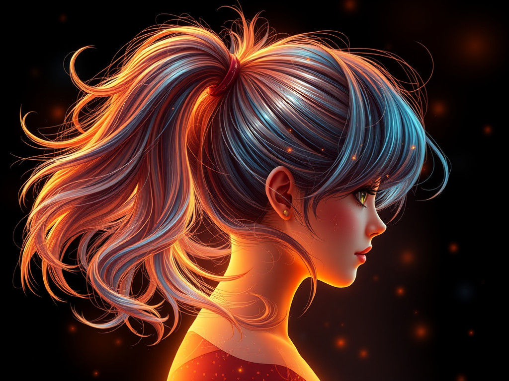 Unique Ponytail Hairstyle in Digital Art