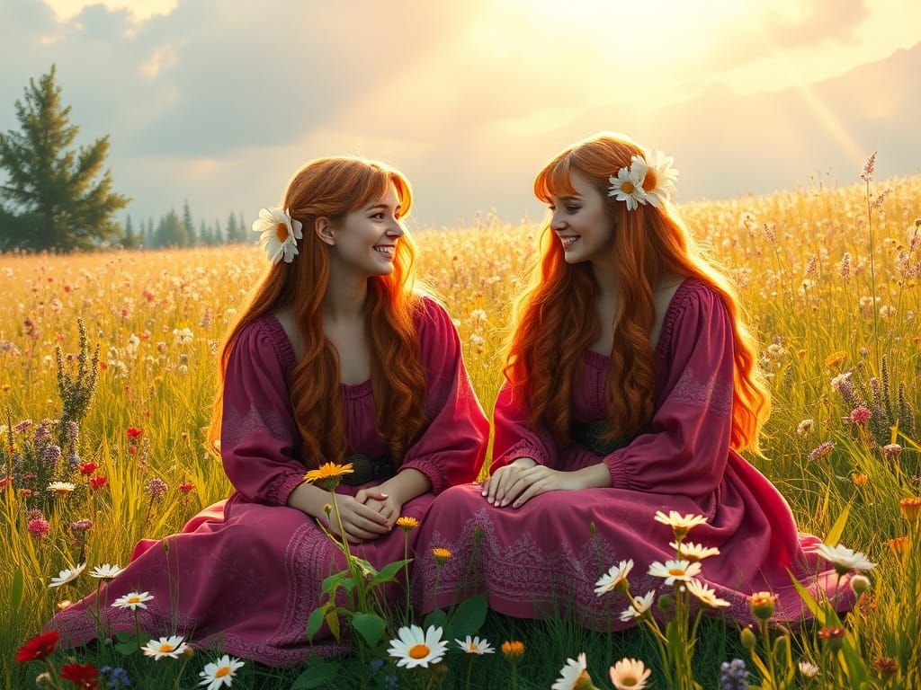 Viking Goddesses Adorned with Wildflowers