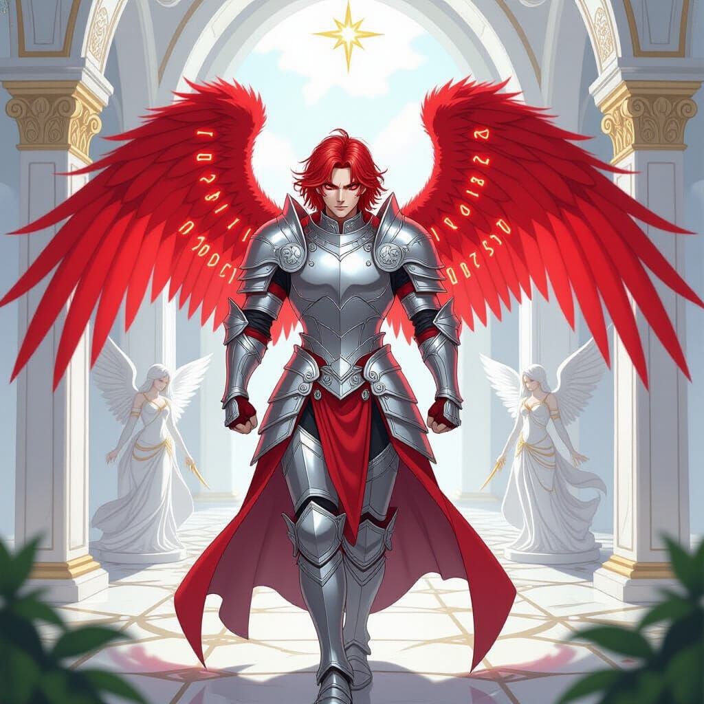 Red-Winged Angel in Heavenly Fortress, Anime Style