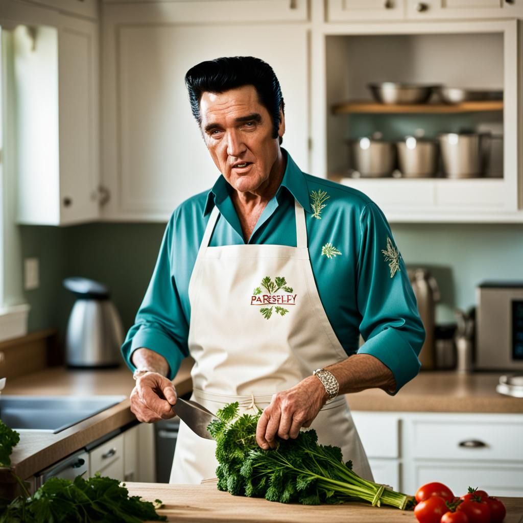 Elvis Presley Cooking with Parsley: Professional Photography