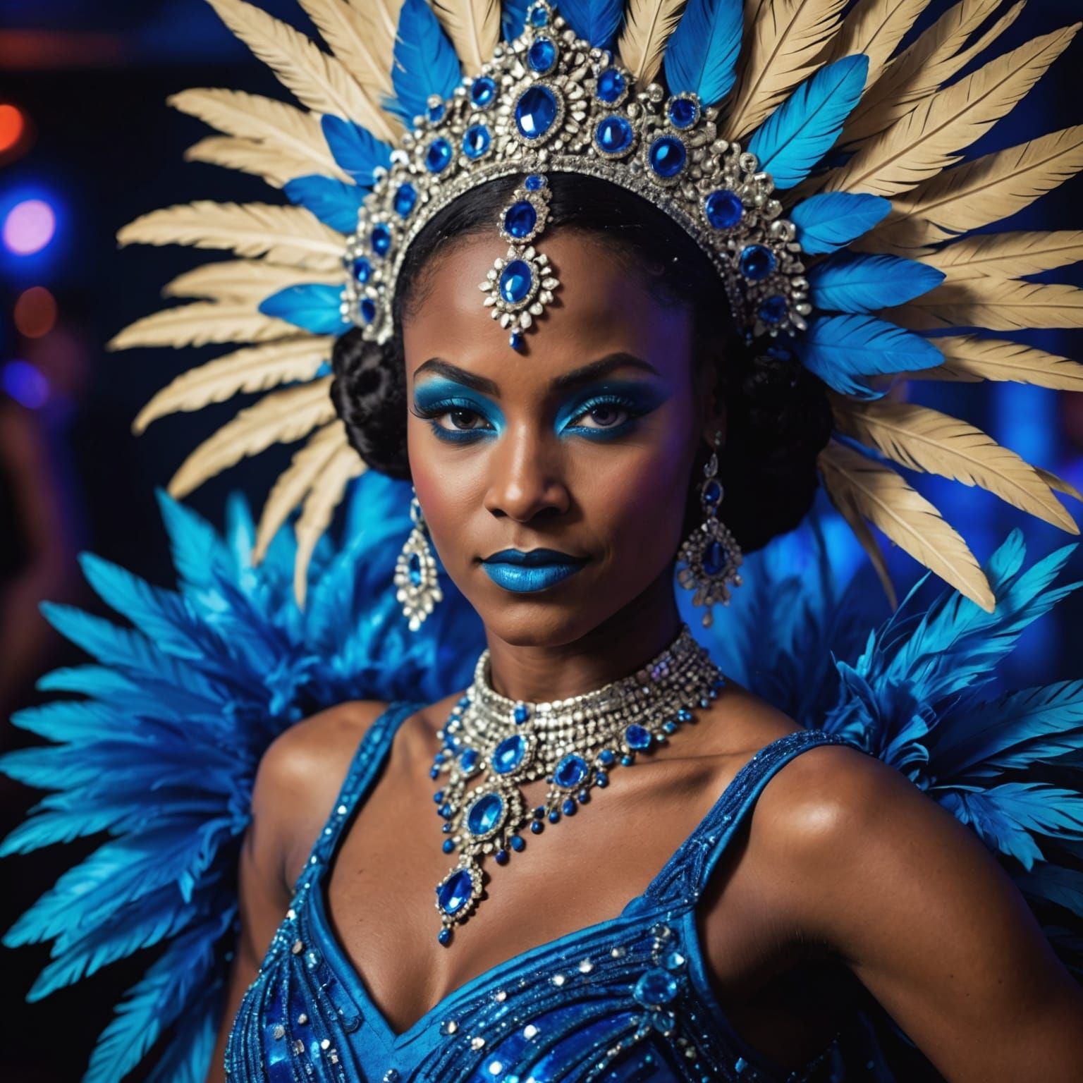 Blue Explosion: Passionate Creole Dancer