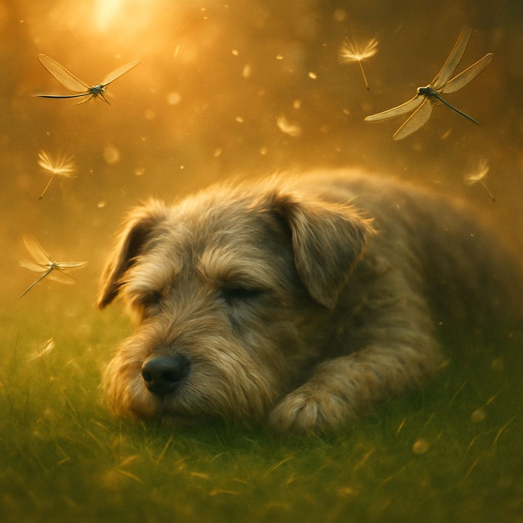 Serene Summer Scene of a Mature Schnauzer in Golden Light