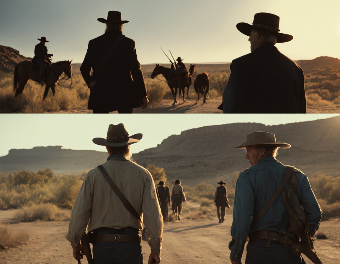 Gritty Western Showdown in 1960s Film Style