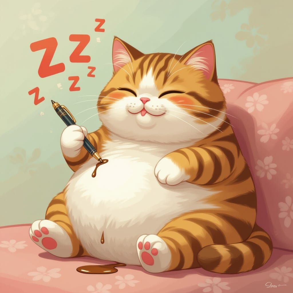 Cat Nap in Pop Art Style