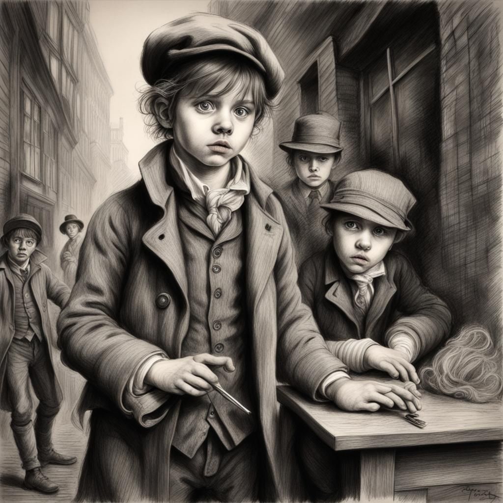 Oliver Twist: A Hyperdetailed Charcoal Drawing