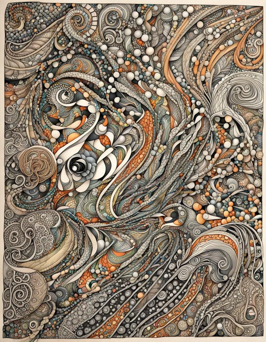 Quantum Zentangle: Abstract Fractal Wave Design