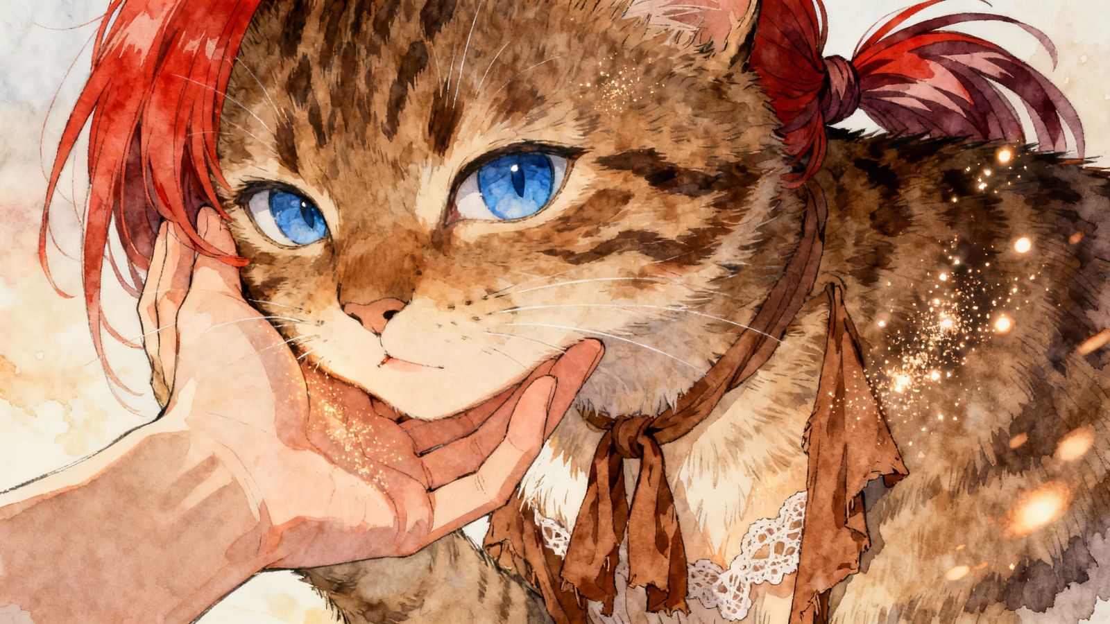 Dreamlike Watercolor & Photorealism Anime Cat Girl Poster