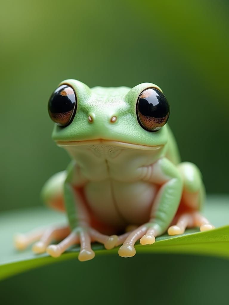 Frog-Spider Hybrid on Leaf in Photorealistic Style
