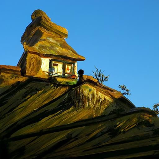 Old House on a Hill: Photorealistic Oil Painting