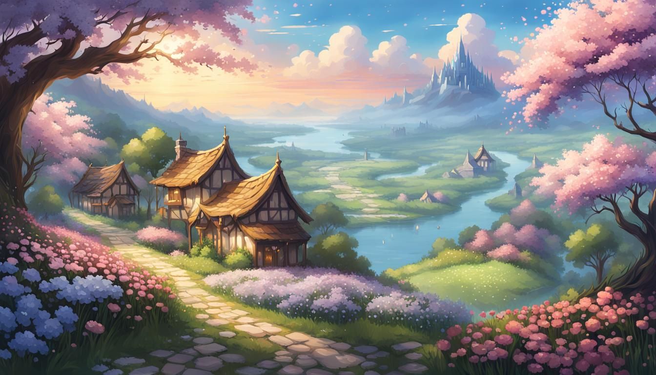 High Fantasy Spring Landscape Art