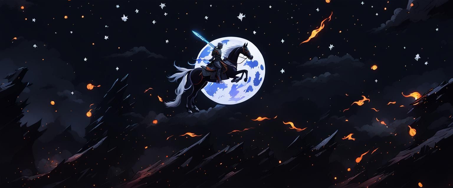 Black Knight on Fiery Steed, Anime Key Visual