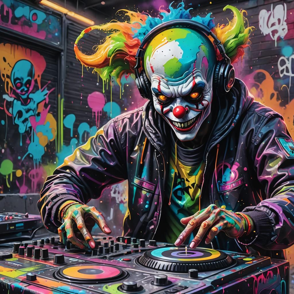 Alien DJ Street Art in Graffiti Style