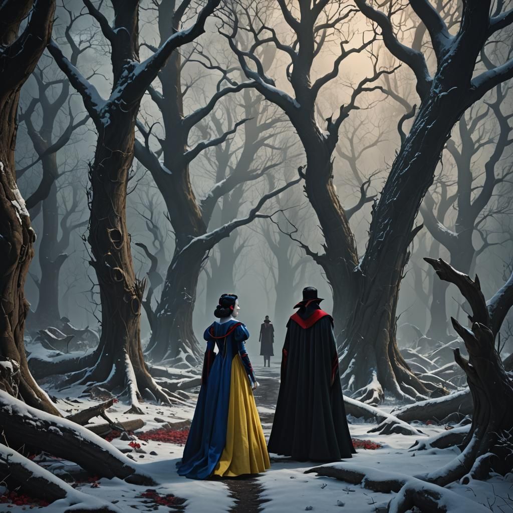 Snow White and Dracula in Dark Forest