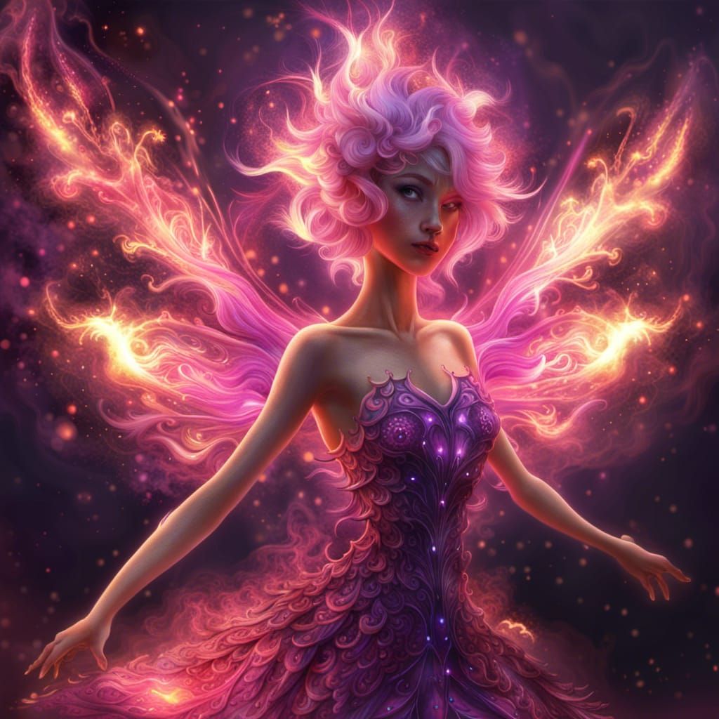 Fire Fairy with Butterfly Wings as Fractal Art